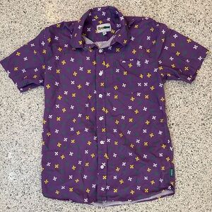 Tipsy Elves Purple Shirt with Yellow and Green Accents
